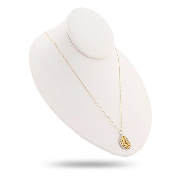 1.50 ctw Fancy Yellowish Brown Diamond 14K Yellow and White Gold Pendant (2.07 c