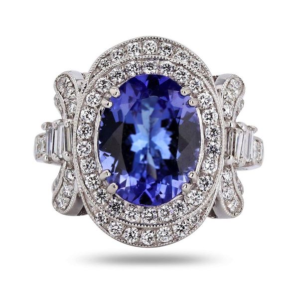 3.63 ctw Tanzanite and 0.92 ctw Diamond Platinum Ring