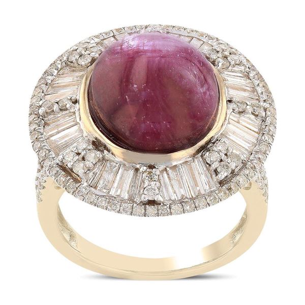 13.72 ctw UNHEATED Star Ruby and 1.55 ctw Diamond 14K Yellow Gold Ring