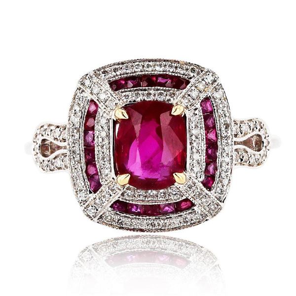 1.35 ctw Ruby and 0.19 ctw Diamond 18K White Gold Ring
