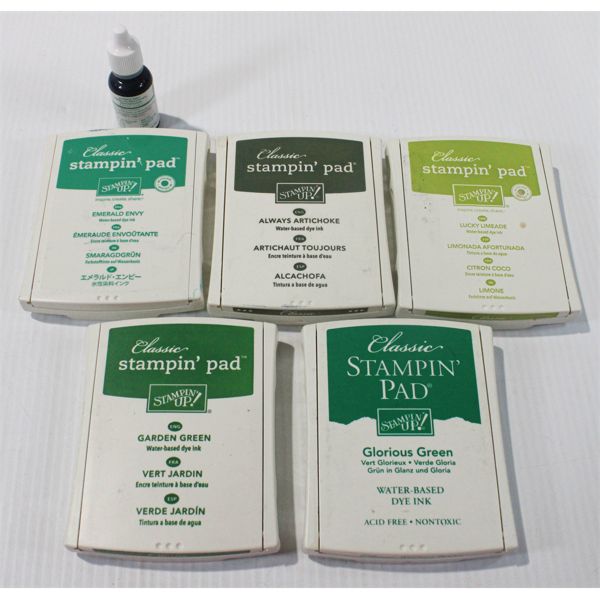 5 STAMPIN' UP! INK PADS W/ 2 INK REFILLS