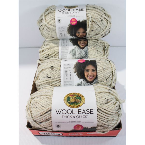 4 SKEINS LION BRAND WOOL-EASE THICK & QUICK YARN