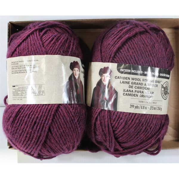 2 SKEINS LOOPS & THREADS CAMDEN WOOL ROVING BIG! YARN