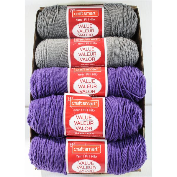 5 SKEINS CRAFT SMART VALUE YARN