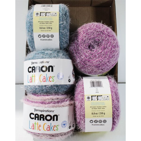 5 SKEINS YARNSPIRATIONS CARON LATTE CAKES YARN