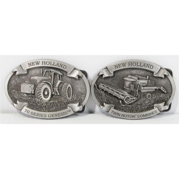TWO NEW HOLLAND COMBINE BELT BUCKLES