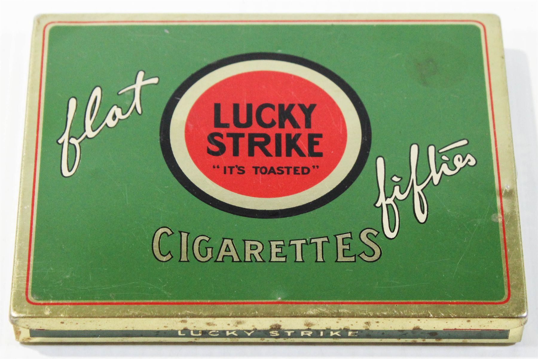 VINTAGE LUCKY STRIKE FLAT FIFTIES (3) CIGARETTE TINS 4 1/2" X 5 1/2" VINTAGE | UK Australia