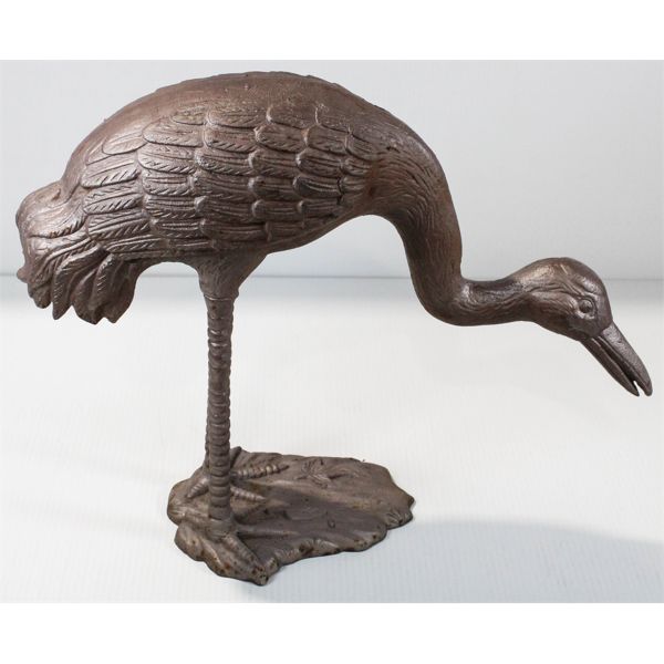CAST IRON CRANE ORNAMENT, 1FT HIGH