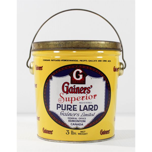 GAINERS PURE LARD 3 LBS PAIL TIN 