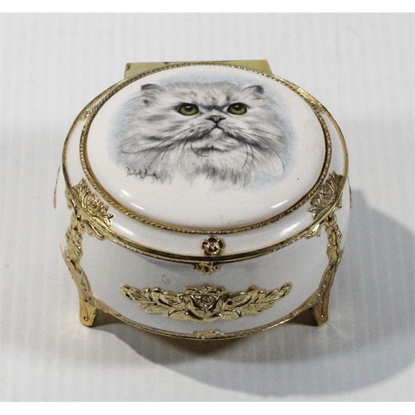 VINT. ENAMEL MUSIC TRINKET BOX