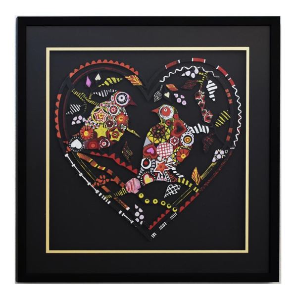 Patricia Govezensky  Love Birds XII  Original Mixed Media on Metal