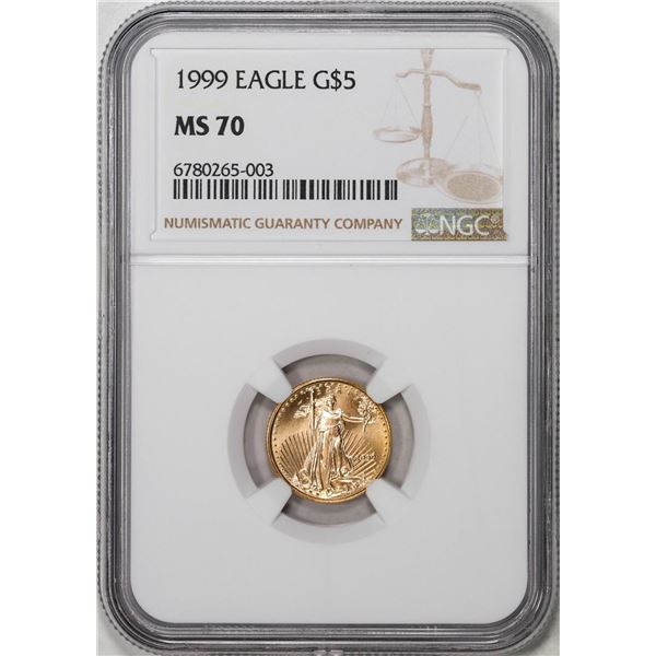 1999 $5 American Gold Eagle Coin NGC MS70