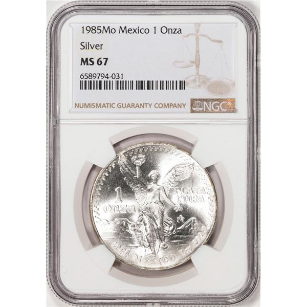 1985Mo Mexico 1 Onza Libertad Silver Coin NGC MS67