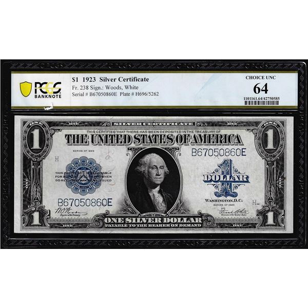 1923 $1 Silver Certificate Note Fr.238 PCGS Choice Uncirculated 64