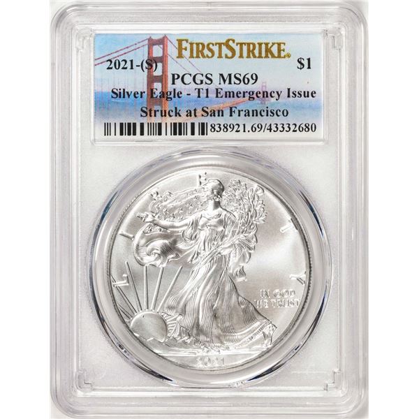 2021-(S) Type 1 $1 American Silver Eagle Coin PCGS MS69 First Strike Emergency Issue