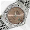Image 2 : Rolex Ladies Stainless Steel Salmon Roman Pyramid Diamond Datejust Wristwatch
