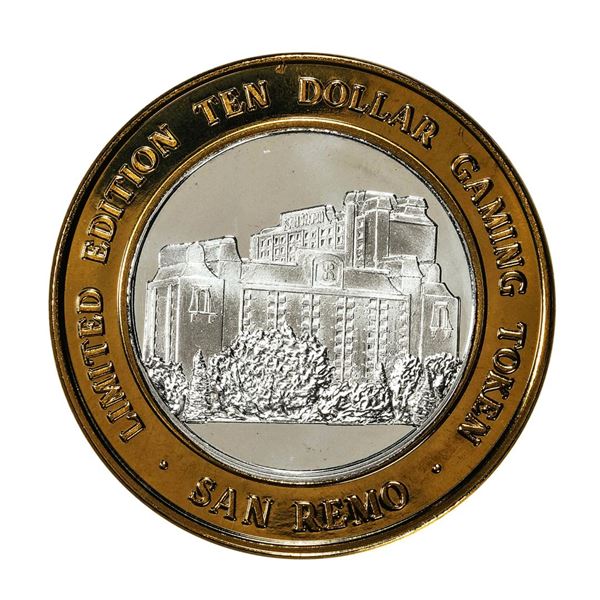 .999 Silver Hotel San Remo Las Vegas, Nevada $10 Casino Limited Edition Gaming Token