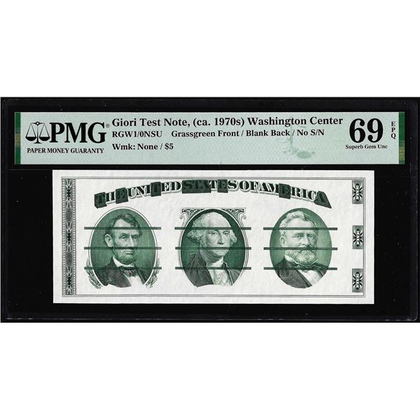 Circa 1970's Washington Center Giori Test Note PMG Superb Gem Uncirculated 69EPQ