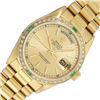 Image 1 : Rolex Mens 18K Yellow Gold Emerald and Diamond Day Date President Wristwatch