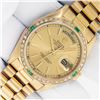 Image 2 : Rolex Mens 18K Yellow Gold Emerald and Diamond Day Date President Wristwatch