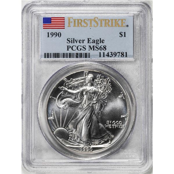 1990 $1 American Silver Eagle Coin PCGS MS68 First Strike