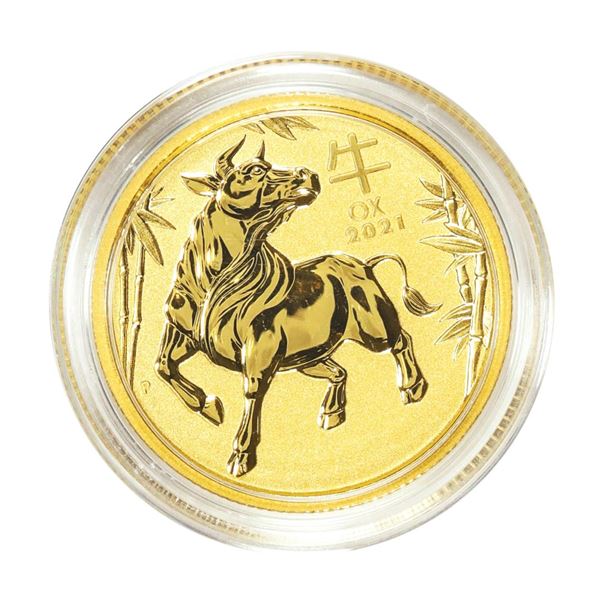 2021 $25 Australia Lunar Year of the Ox 1/4 oz. Gold Coin