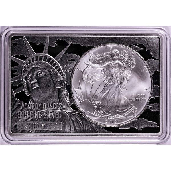 2012 $1 American Silver Eagle Coin & 2oz Silver Bar Set