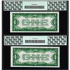 Image 2 : (2) Consecutive 1934 $1 Funnyback Silver Certificate Notes FR.1606 PCGS Gem New 65PPQ