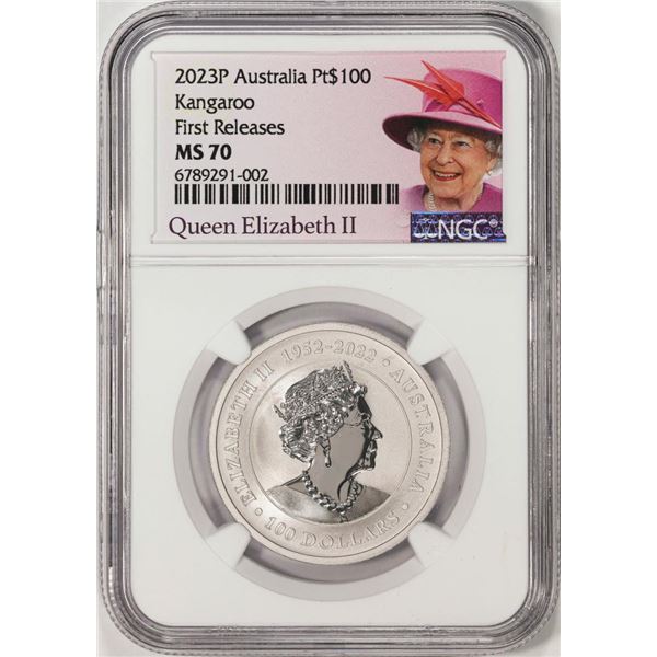 2023P Australia $100 Kangaroo 1oz Platinum Coin NGC MS70 First Releases