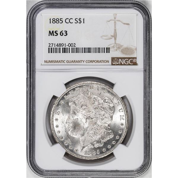 1885-CC $1 Morgan Silver Dollar Coin NGC MS63