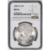 Image 1 : 1885-CC $1 Morgan Silver Dollar Coin NGC MS63