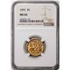 Image 1 : 1893 $5 Liberty Head Half Eagle Gold Coin NGC MS64