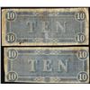 Image 2 : Lot of (2) 1864 $10 Confederate States of America Notes