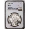 Image 1 : 1881-CC $1 Morgan Silver Dollar Coin NGC MS62