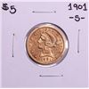 Image 1 : 1901-S $5 Liberty Head Half Eagle Gold Coin