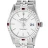 Image 1 : Rolex Mens Stainless Steel Silver Index Ruby and Diamond Datejust Wristwatch