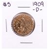 Image 1 : 1909-D $5 Indian Head Half Eagle Gold Coin