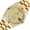 Image 1 : Rolex Mens 18K Yellow Gold Ruby and Diamond Day Date President Wristwatch