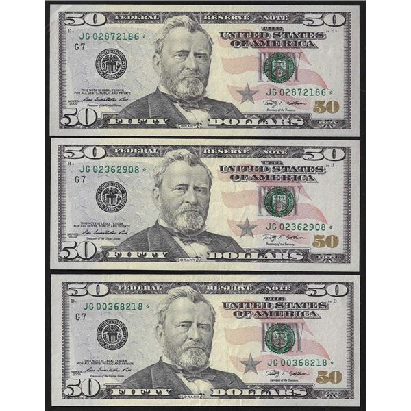 Lot of (3) 2009 $50 Federal Reserve Star Notes