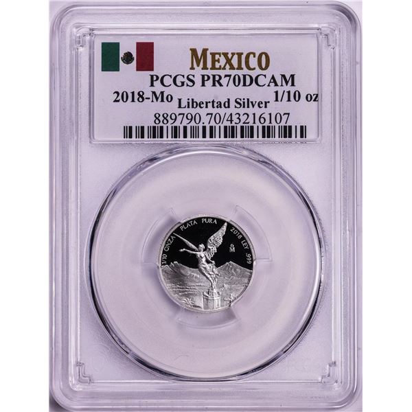 2018-Mo Mexico Proof 1/10 oz Silver Libertad Coin PCGS PR70DCAM