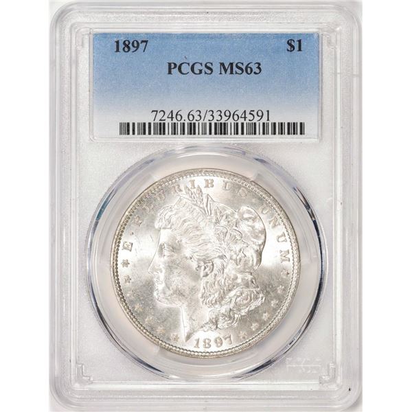 1897 $1 Morgan Silver Dollar Coin PCGS MS63