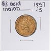 1857-S $3 Indian Princess Head Gold Coin