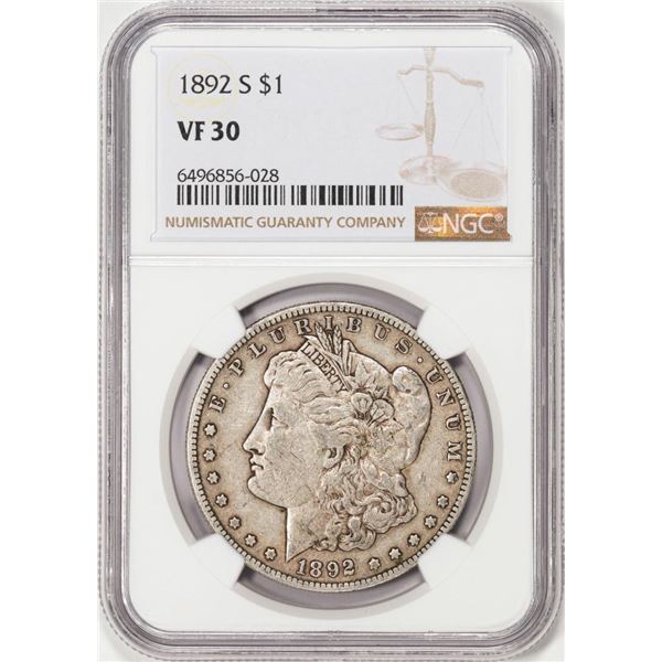 1892-S $1 Morgan Silver Dollar Coin NGC VF30