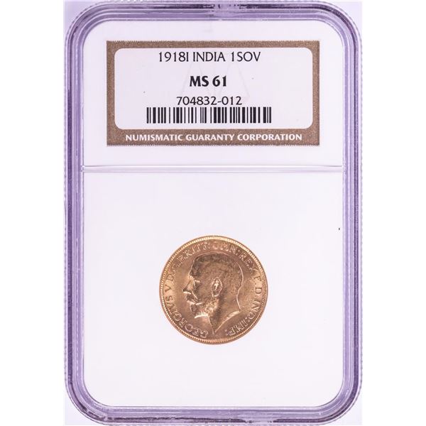 1918I India Sovereign Gold Coin NGC MS61