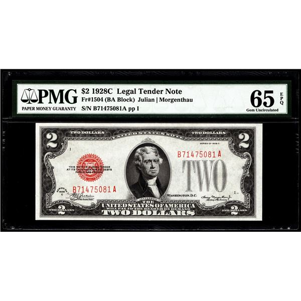 1928C $2 Legal Tender Note Fr.1504 PMG Gem Uncirculated 65EPQ
