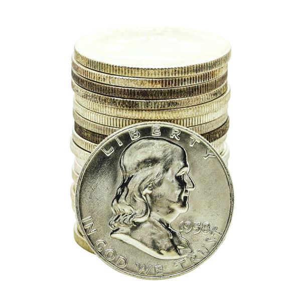 Roll of (20) Brilliant Uncirculated 1958-D Franklin Half Dollar Coins