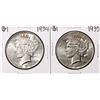 Image 1 : Lot of (2) 1934-1935 $1 Peace Silver Dollar Coins
