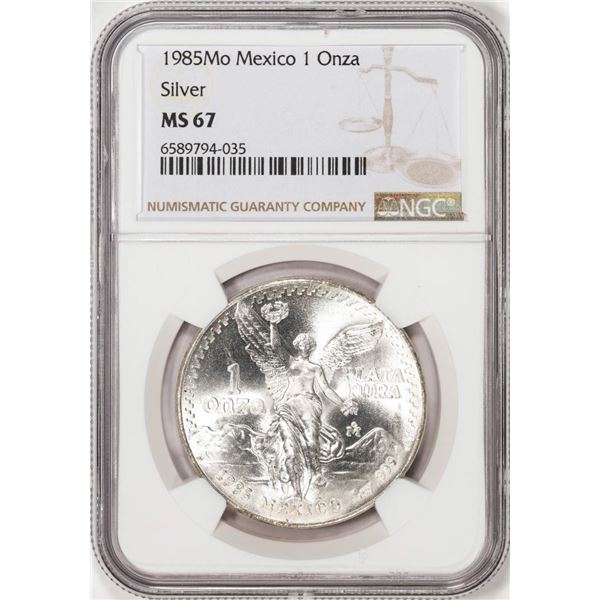 1985Mo Mexico 1 Onza Libertad Silver Coin NGC MS67