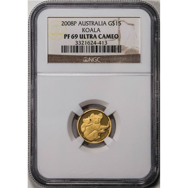 2008P $15 Australia Proof Koala Gold Coin NGC PF69 Ultra Cameo