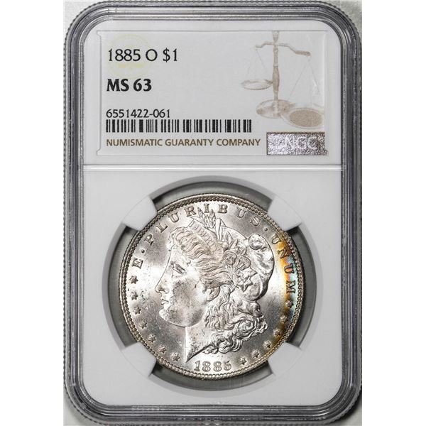 1885-O $1 Morgan Silver Dollar Coin NGC MS63 Nice Toning